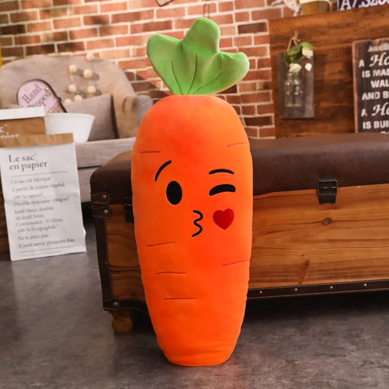 Kawaii Carrot Plush – 5 Mood Expressions (Large & Huggable)