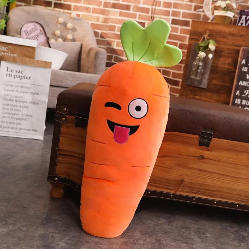 Kawaii Carrot Plush – 5 Mood Expressions (Large & Huggable)